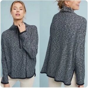 Anthropologie Saturday Sunday Weekender Ribbed 1/4 Zip Sweatshirt